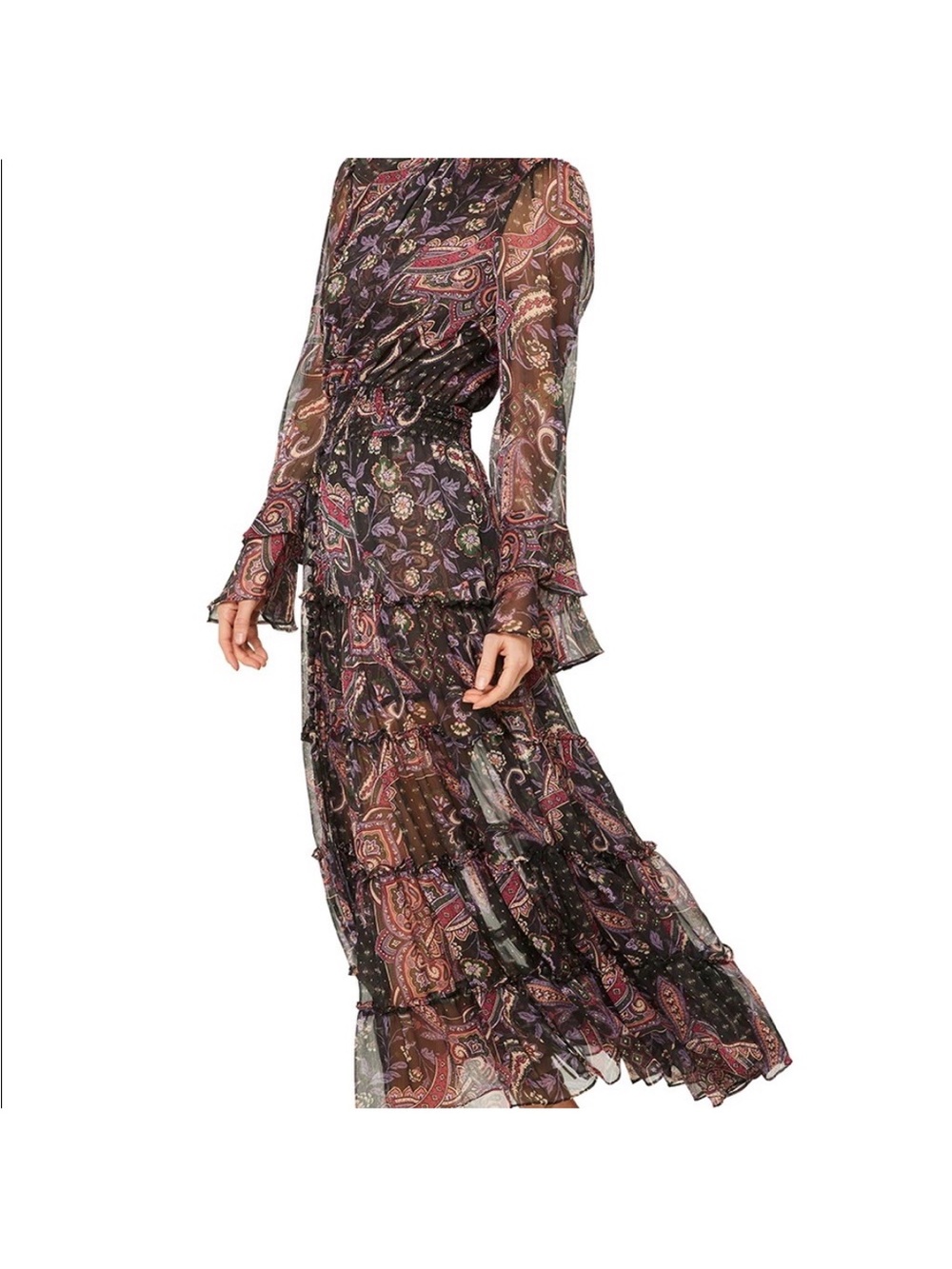 MISA LOS ANGELES BETHANY Maxi Dress Color: Gypset Long Sleeve Size XS - Picture 8 of 17